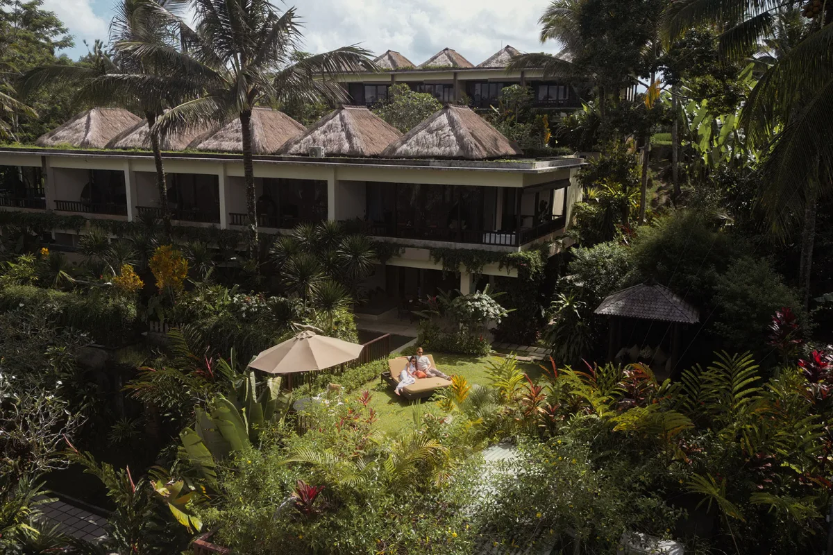 Royal Suite surrounded by tropical gardens at Nandini Jungle by Hanging Gardens in Ubud, Bali