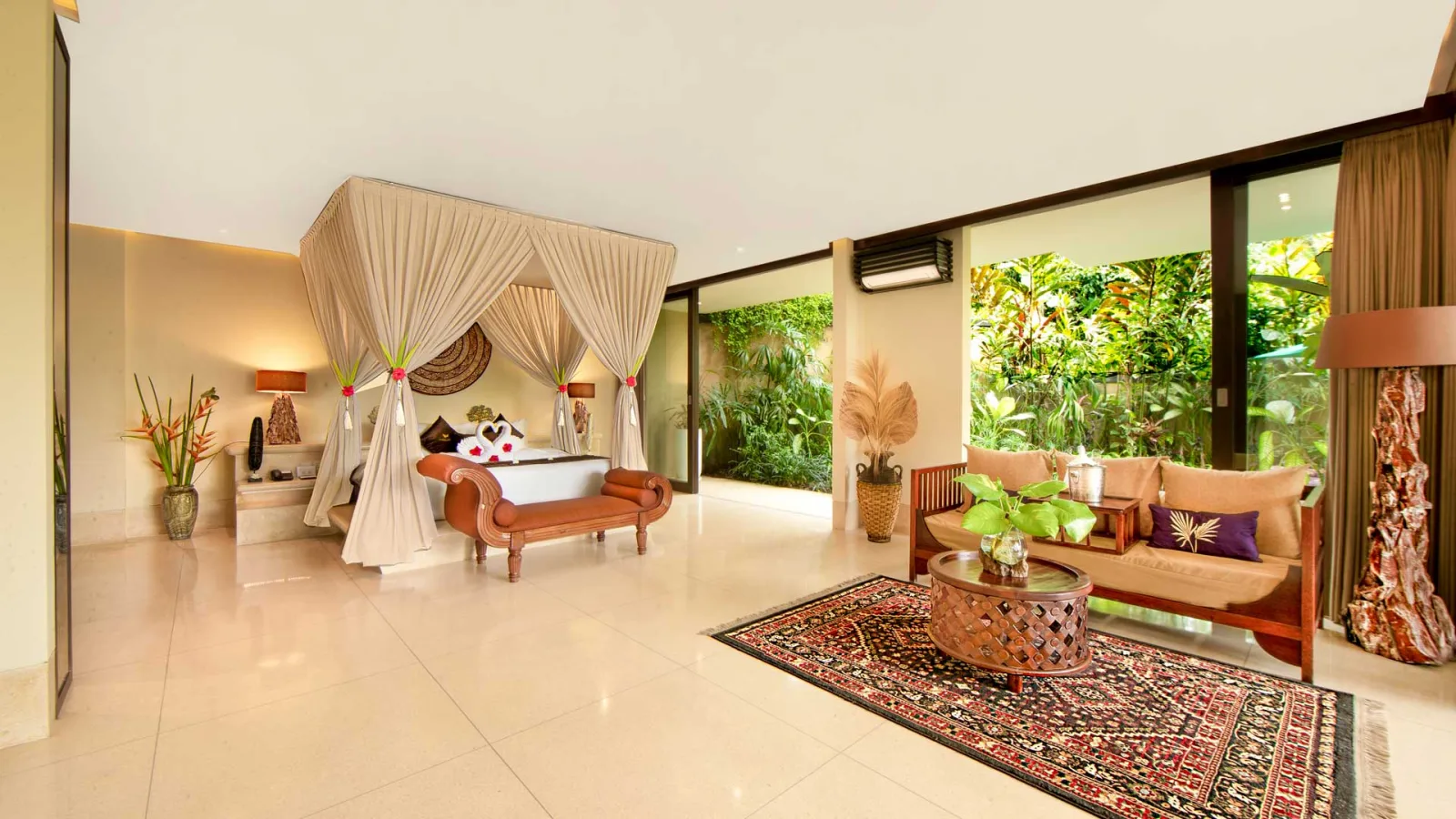 Spacious Presidential Suite bedroom and living area at Nandini Jungle by Hanging Gardens