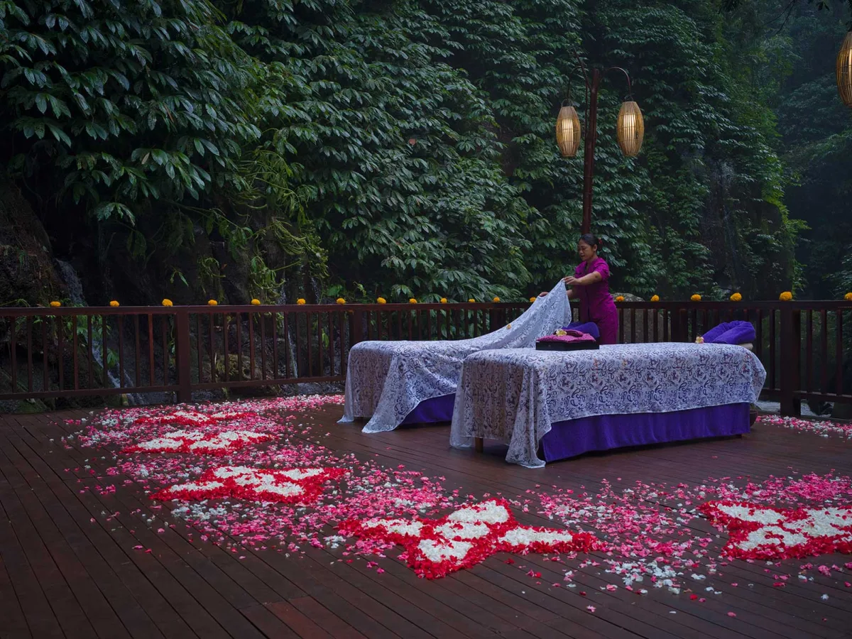 Jungle spa experience surrounded by tropical greenery at Nandini Jungle in Ubud, Bali
